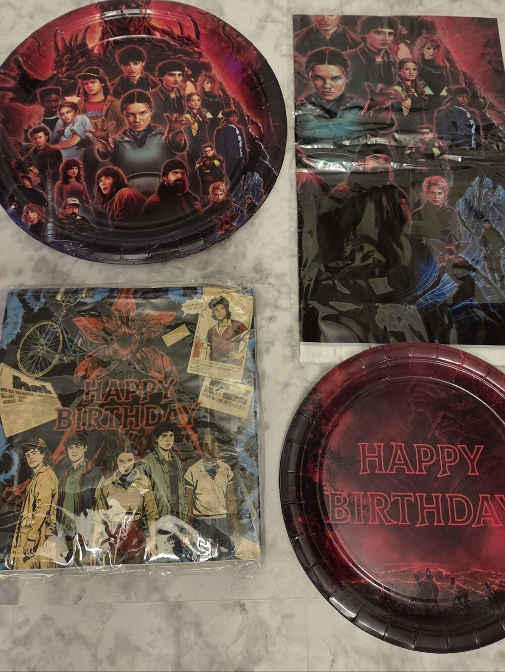 41 Piece Stranger Things Red & Black 'Happy Birthday' Party Plate and Napkin Set